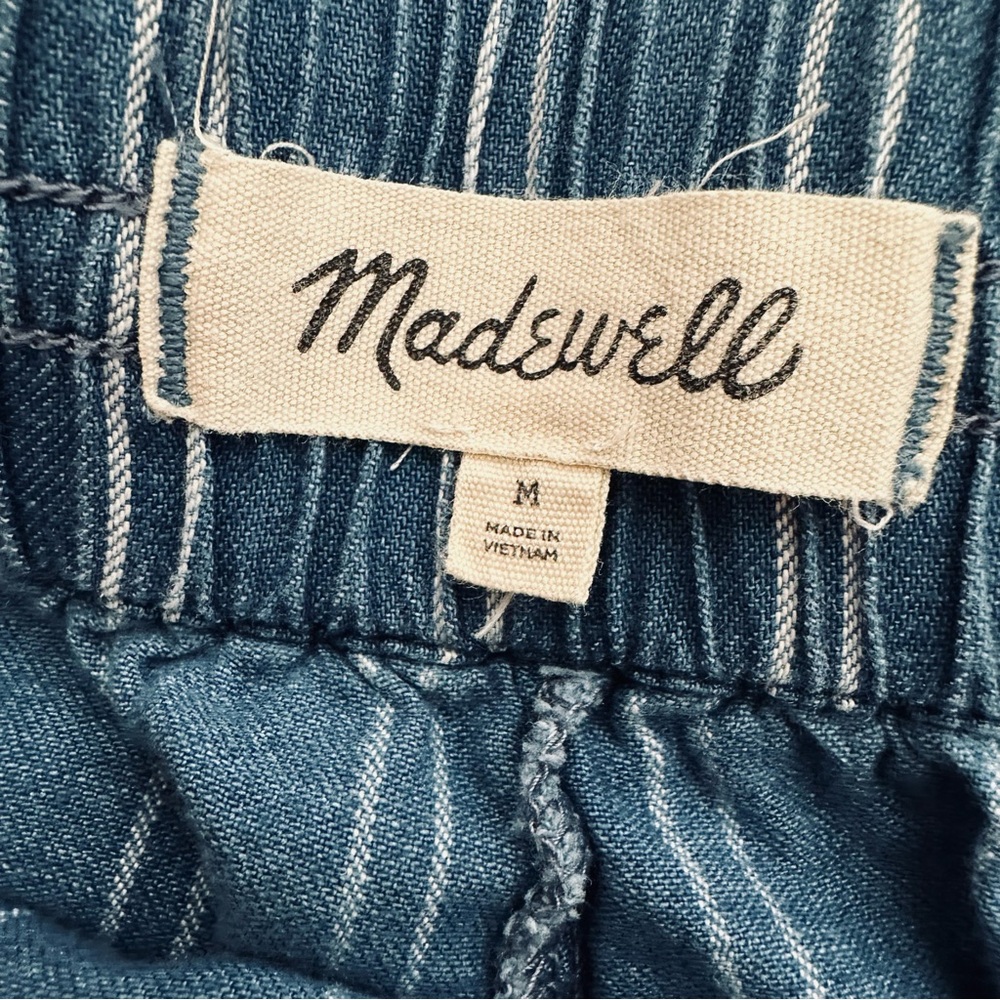 Madewell Blue Stripe Drawstring Pull On Short - Picture 4 of 6